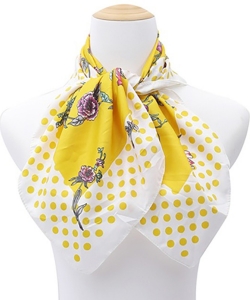 Flower And Polka Dots Scarf SF320176 YELLOW